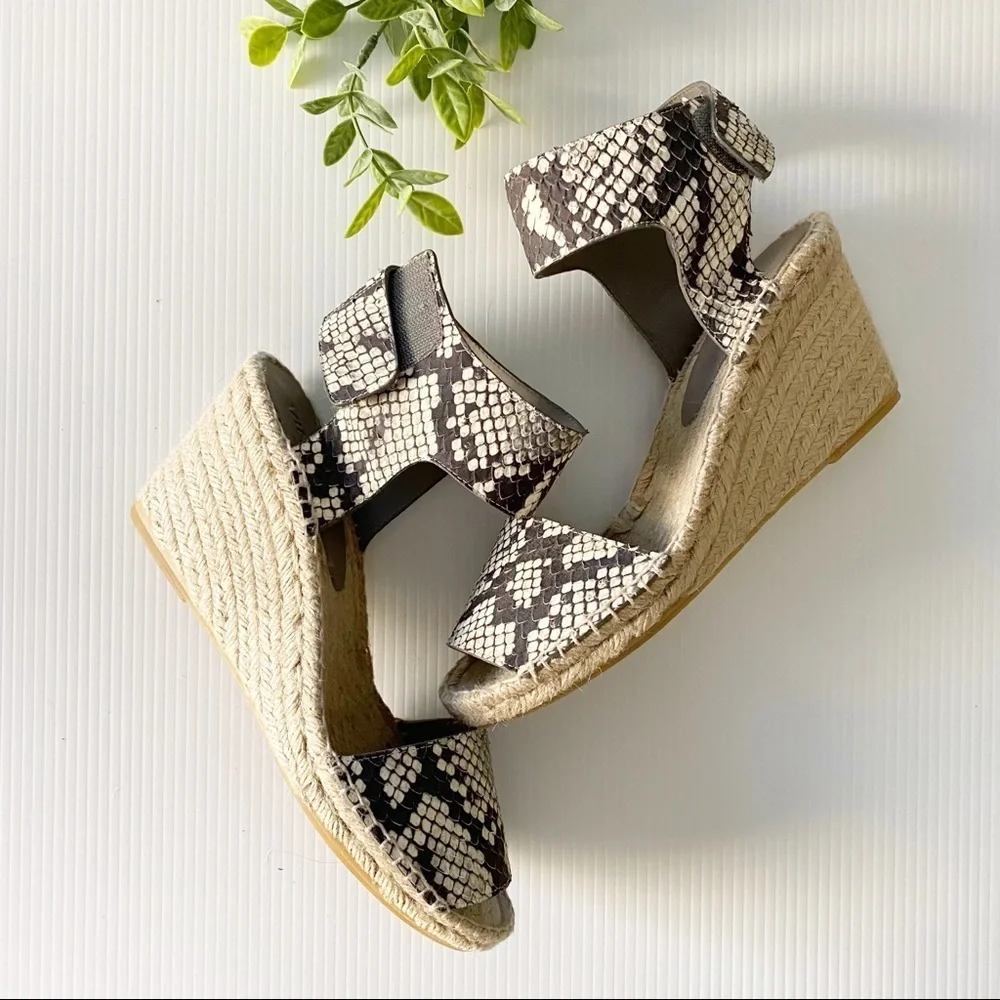 VINCE-Sophie Python-Print Leather Espadrille Wedge